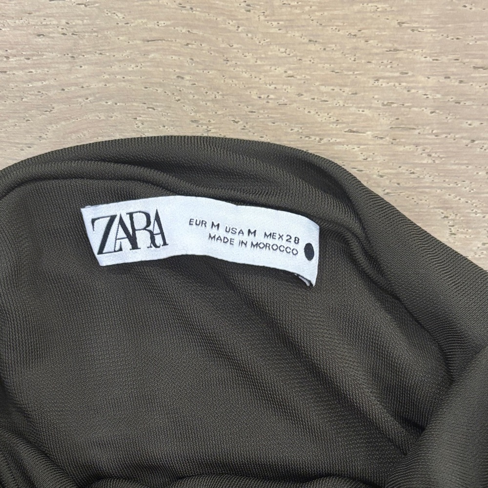 Zara Olive Green Fabric dress - Picture 2 of 4